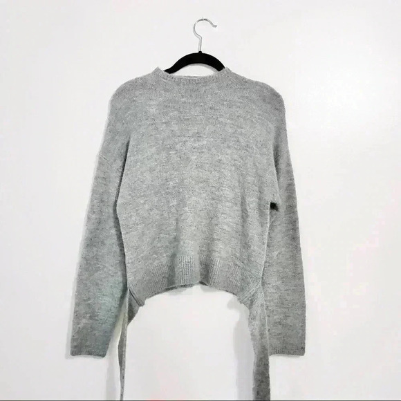 WAYF Gray Mock Neck Front Tie Pullover Sweater - Picture 7 of 8